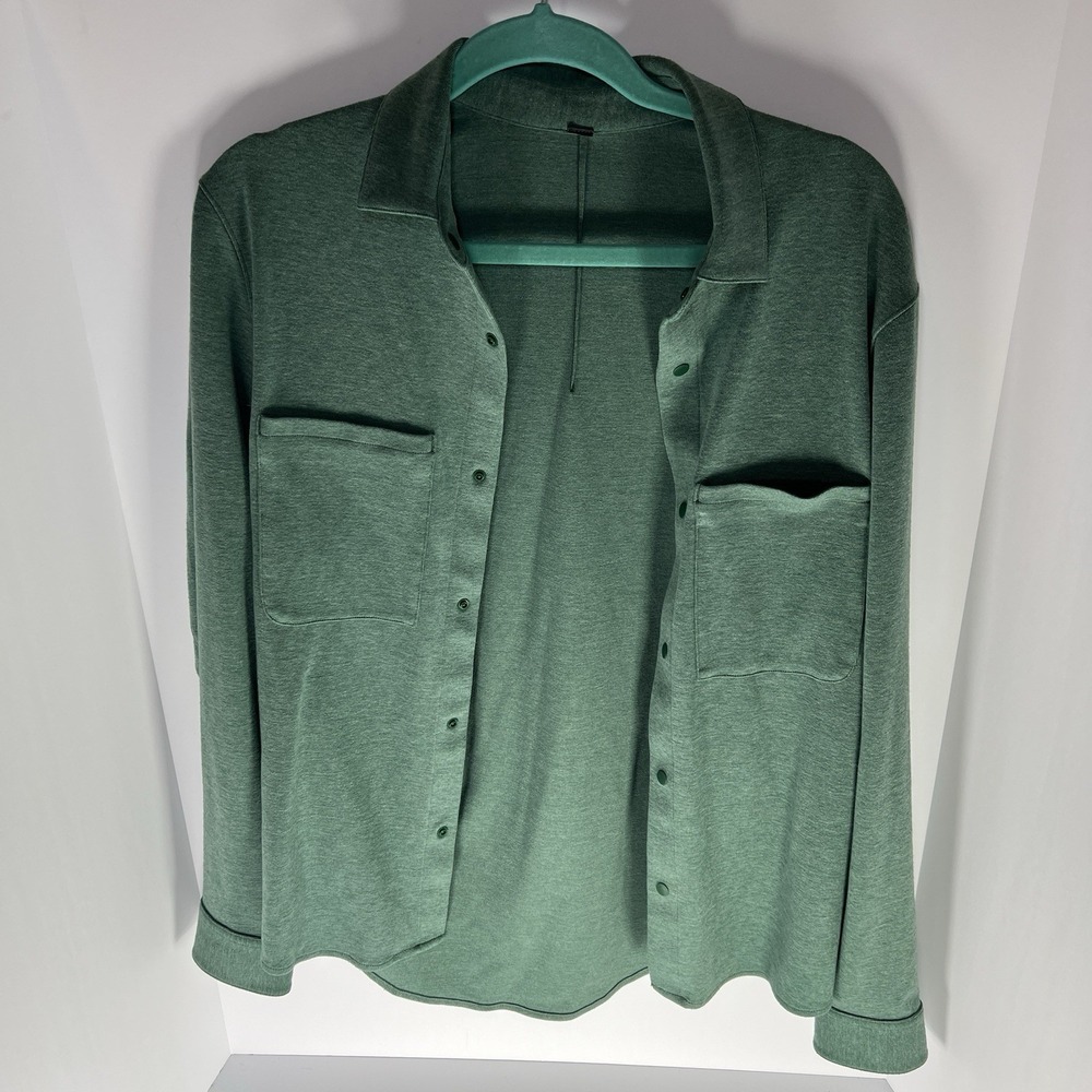 Lululemon Soft Knit Overshirt Shirt Men's Large Green Athleisure Performance EUC